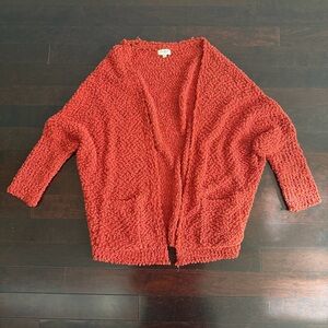 Umgee Women's Boho Cardigan Open Front, Long Sleeve, Small, Soft Orange Oversize